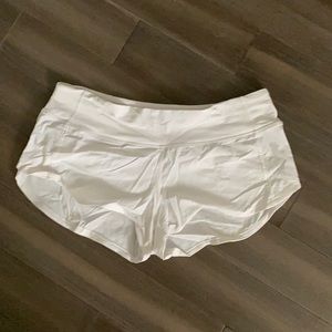 White lululemon speed up shorts